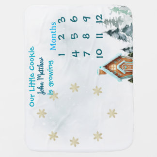 Winter Gingerbread House Milestone Baby Blanket