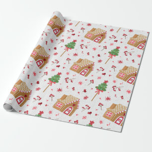 Winter Gingerbread House Pattern Wrapping Paper
