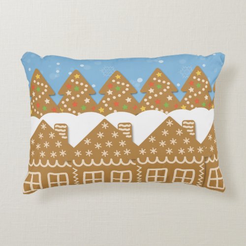 Winter Gingerbread Street Decorative  Accent Pillow