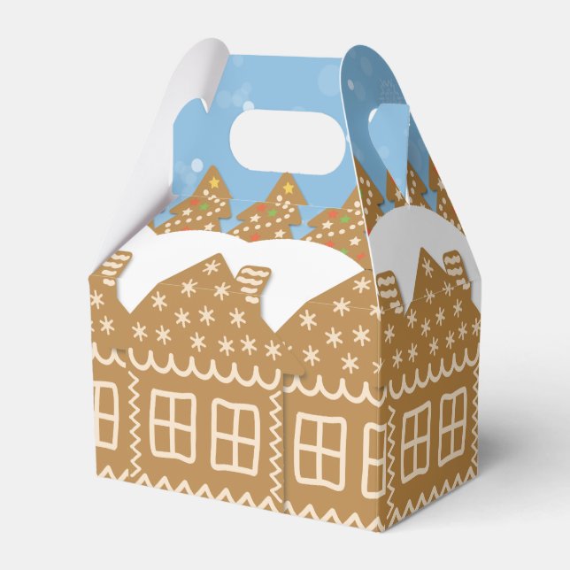 Winter Gingerbread Street Favor Boxes (Front Side)