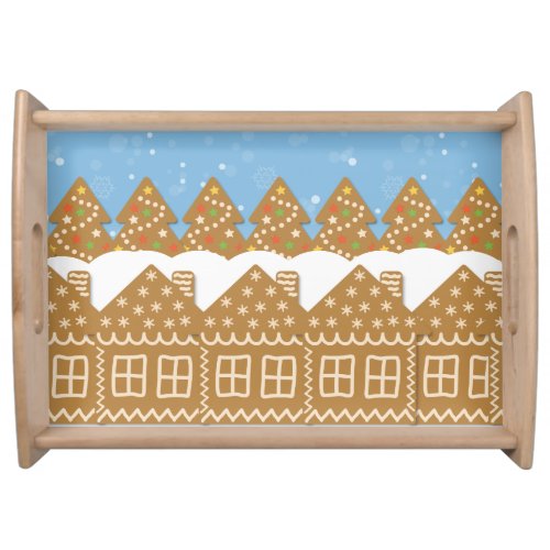 Winter Gingerbread Street  Serving Tray