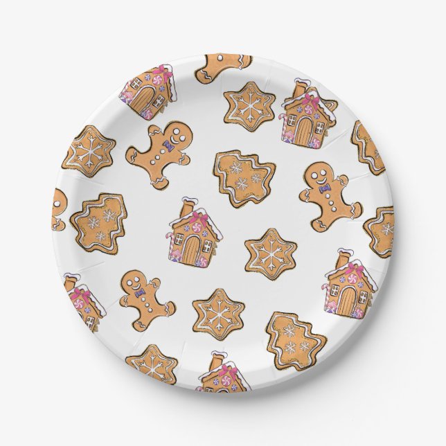 Winter gingerbread sweet treat holiday  paper plates (Front)