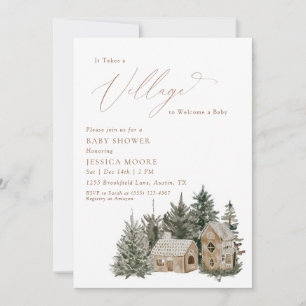 Winter Gingerbread Village Winter Baby Shower  Invitation