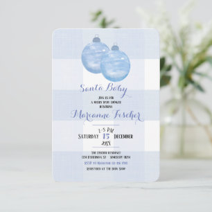 Winter gingham Santa baby boy Shower Invitation