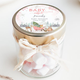 Winter Girl Baby It's Cold Outside Shower Favor Classic Round Sticker