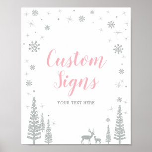 Winter Girl Baby Shower, Bday Custom Party Sign