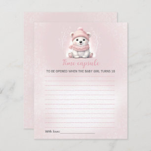 Winter Girl Baby Shower Bear Time Capsule Card
