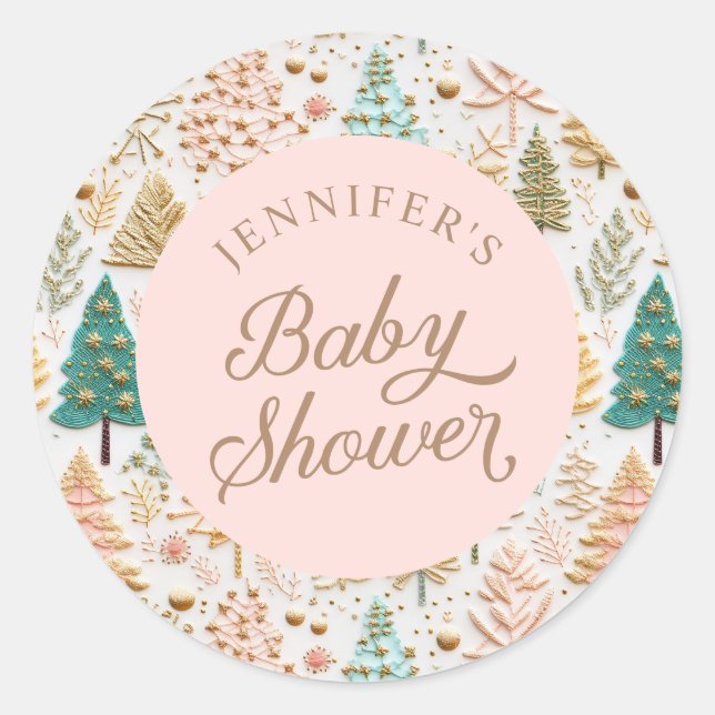 Winter Girl Baby Shower Classic Round Sticker (Front)