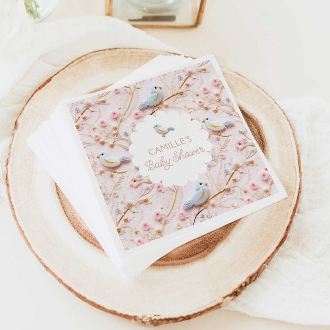 Winter Girl Baby Shower Pink Paper Napkins (Creator Uploaded)