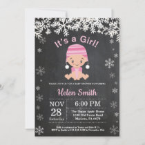 Winter Girl Baby Shower Snowflake Invitation