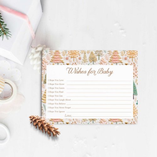 Winter Girl Baby Shower Wishes for Baby Card