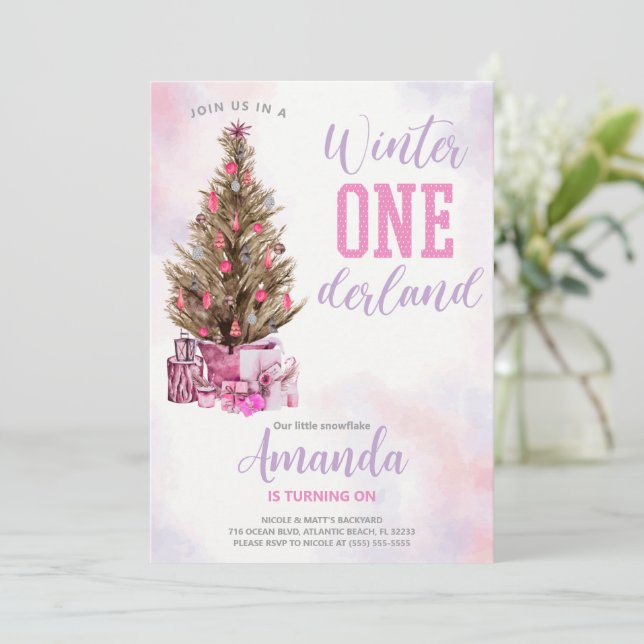 Winter Girl Onederland Birthday Invitation (Standing Front)