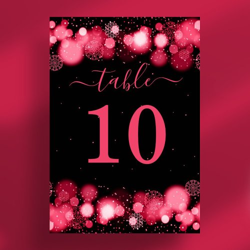 Winter Glam Christmas Holiday Red  Table Number