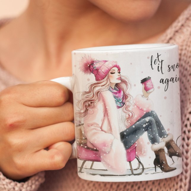 Winter Glam Pink Sled Ride Mug (Creator Uploaded)