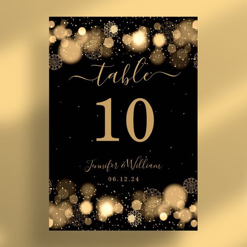 Winter Glam Xmas Holiday Wedding Gold  Table Number