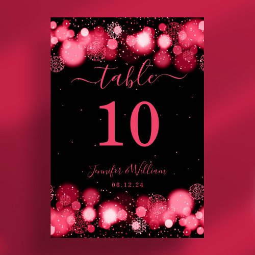 Winter Glam Xmas Holiday Wedding Red  Table Number