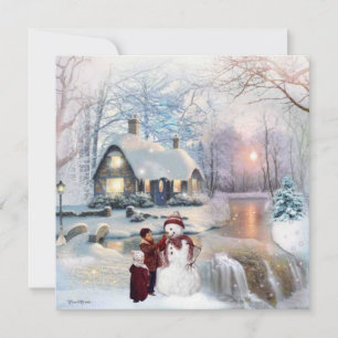 Winter Glisten Snowman Christmas Flat Card