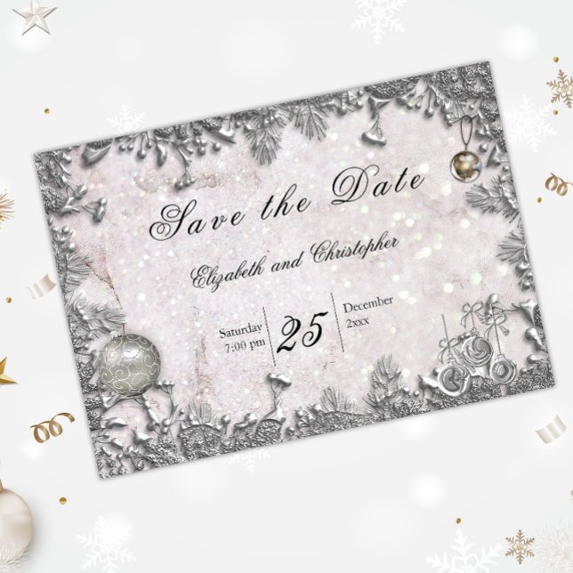 Winter Glitter Christmas Magical Wedding Save The Date (Creator Uploaded)