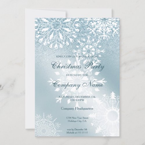 Winter Glitter Snow Christmas Corporate Party Invitation