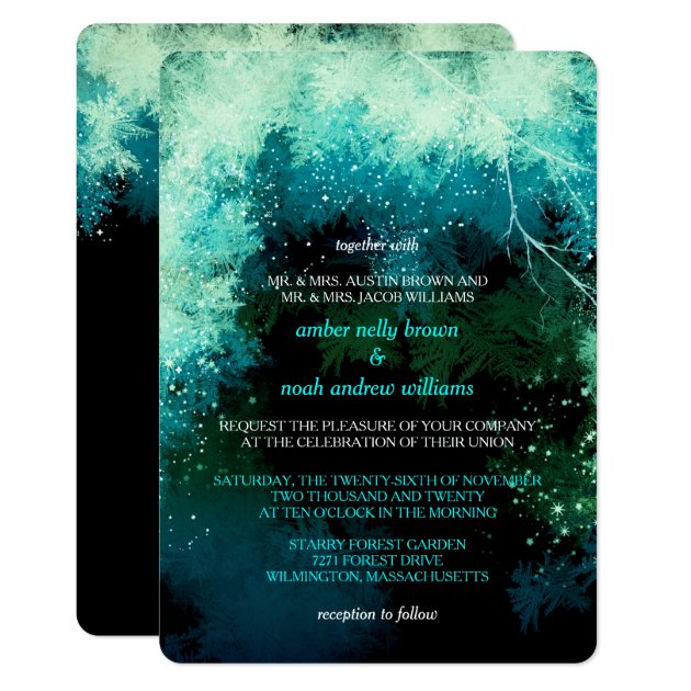 Winter Glitters Mystic Forest Wedding Invitation