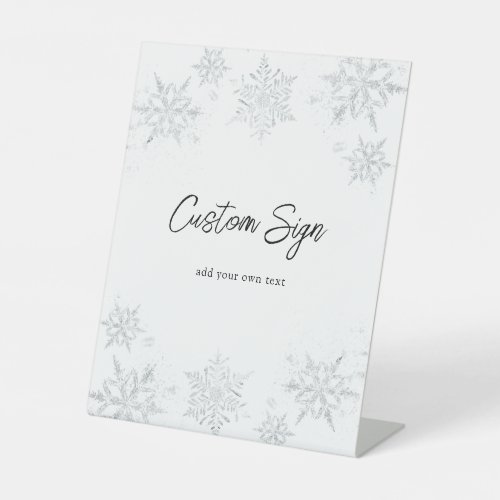 Winter Glittery Snowflake Custom Text Pedestal Sig Pedestal Sign