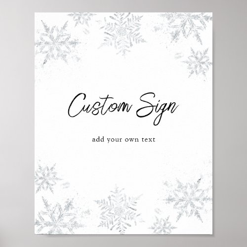 Winter Glittery Snowflake Custom Text Sign
