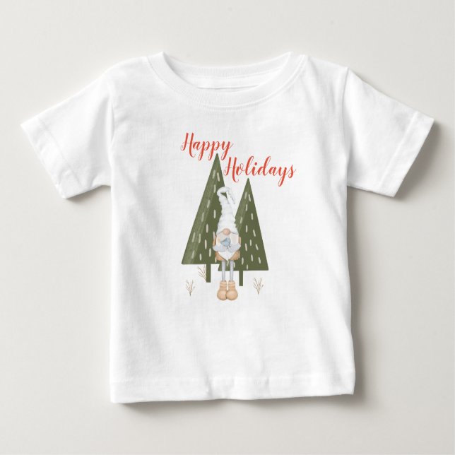 Winter Gnome Happy Holidays Matching Baby T-Shirt (Front)