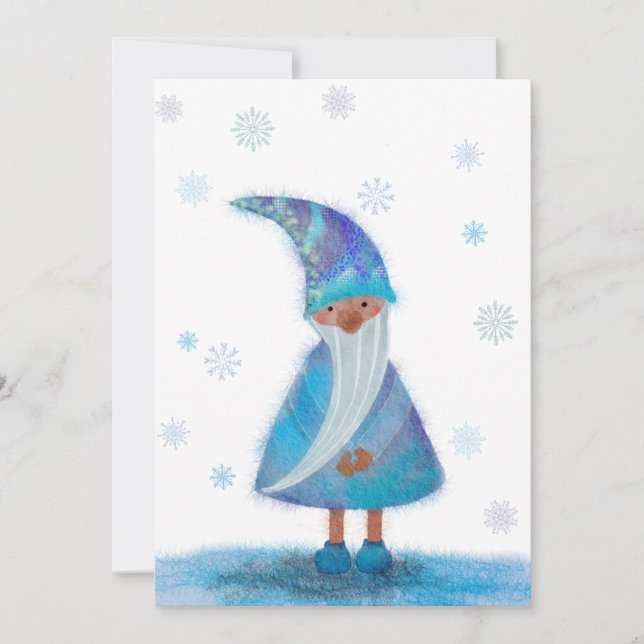 Winter Gnome Holiday Blank Card (Front)