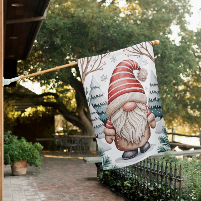 Winter Gnome House Flag (In SItu)