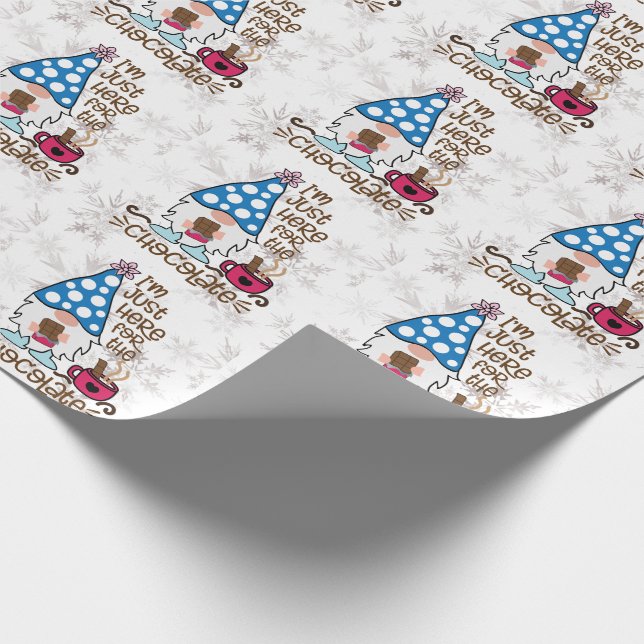 Winter Gnome I'm Just Here For The Chocolate   Wrapping Paper (Corner)