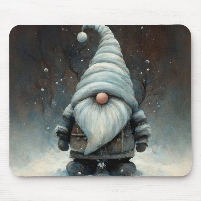 Winter Gnome in a Snowy Forest Mouse Pad (Front)
