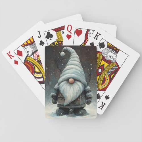 Winter Gnome in a Snowy Forest Playing Cards
