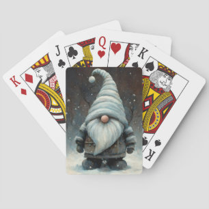 Winter Gnome in a Snowy Forest Poker Cards