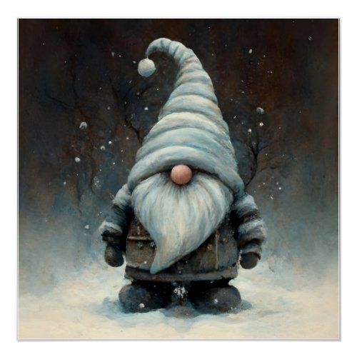 Winter Gnome in a Snowy Forest Poster
