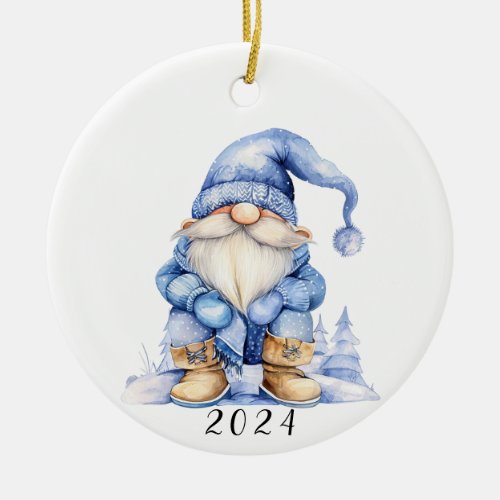 Winter Gnome Our First Christmas Ceramic Ornament