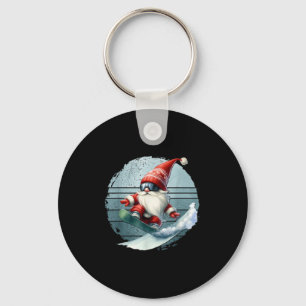 Winter Gnome Santa With Skiing Googles Retro Snowb Keychain
