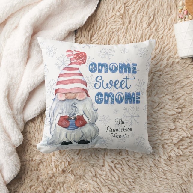 Winter GNOME SWEET GNOME Personalized Throw Pillow (Blanket)