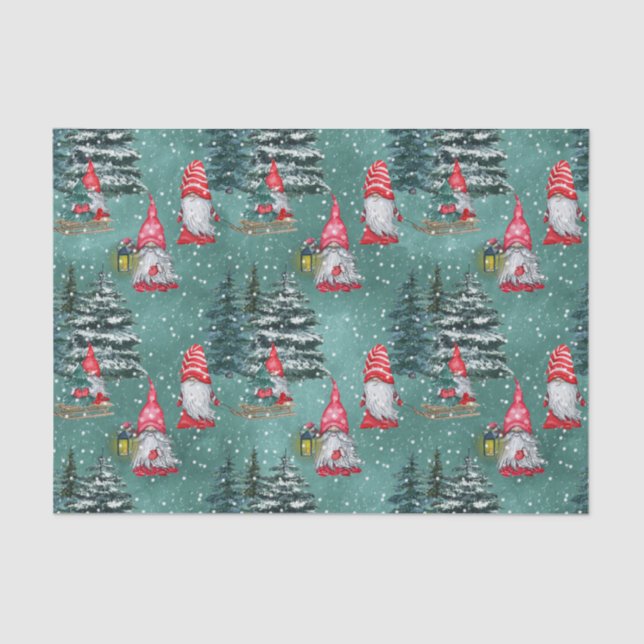 Winter Gnomes At Christmas Tissue Paper (Front)