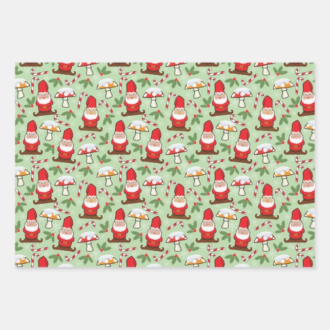 Winter Gnomes Wrapping Paper Sheets (Front)