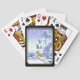 Winter Goat Playing Poker Cards