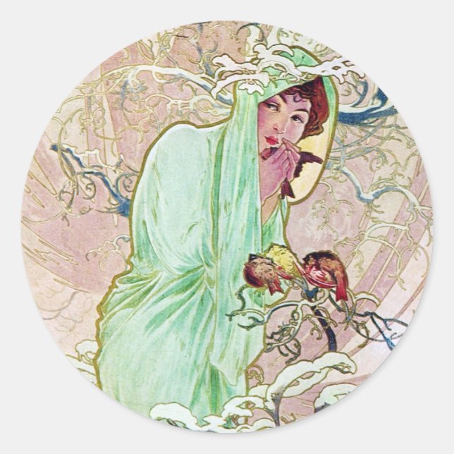 Winter Goddess Classic Round Sticker (Front)