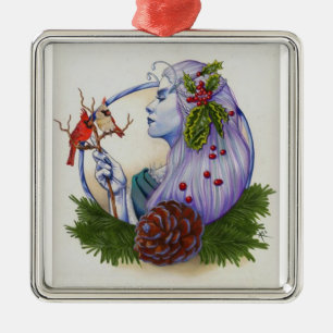 Winter Goddess Metal Ornament