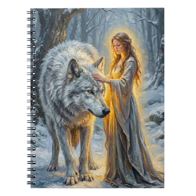 Winter Goddess & White Wolf Notebook (Front)