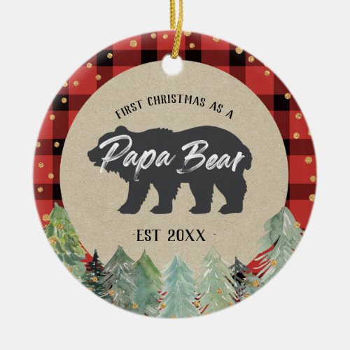 Winter gold Christmas as a Papa Bear Ornament
