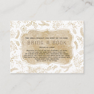 Winter Gold Frame Photo Baby Shower Bring A Book Enclosure Card