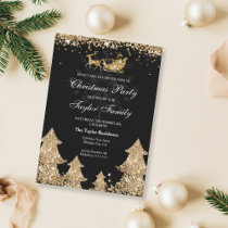 Winter Gold Glitter Christmas Tree Party Invitation