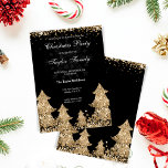 Winter Gold Glitter Christmas Tree Party Invitation<br><div class="desc">Winter Gold Glitter Christmas Tree Party</div>