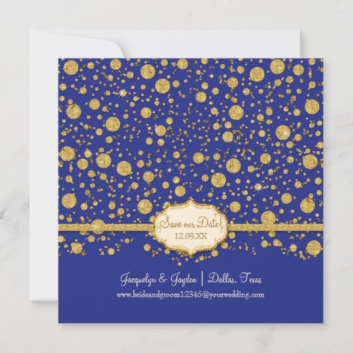 Winter Gold Leaf Glitter Confetti Wedding Save The Date