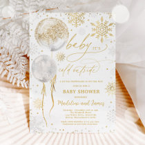 Winter Gold Snowflake Gender Neutral Baby Shower Invitation