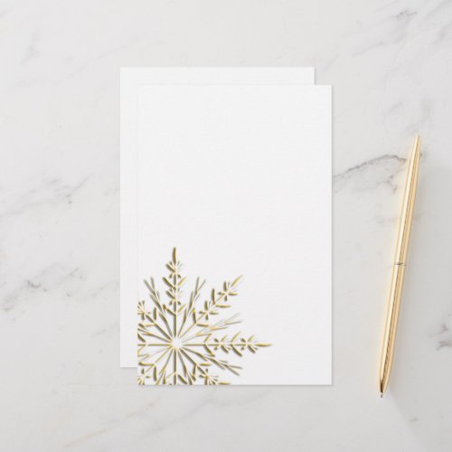 Winter Gold Snowflake Stationery